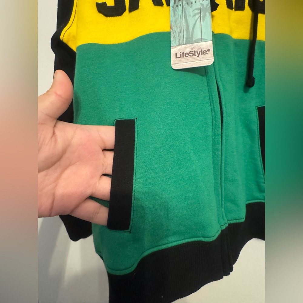 Jamaica Block Embroidered Hoodie Kids Size 6-8 - Picture 5 of 8